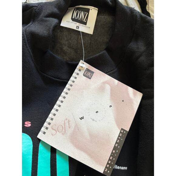Vintage 1992 ICONZ Sweatshirt XL NWT Softwear Collection Parody Tech Crewneck - Picture 12 of 12